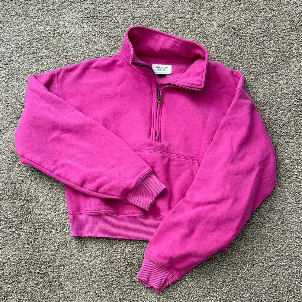 American Eagle Fuchsia Quarter-Zip Pullover